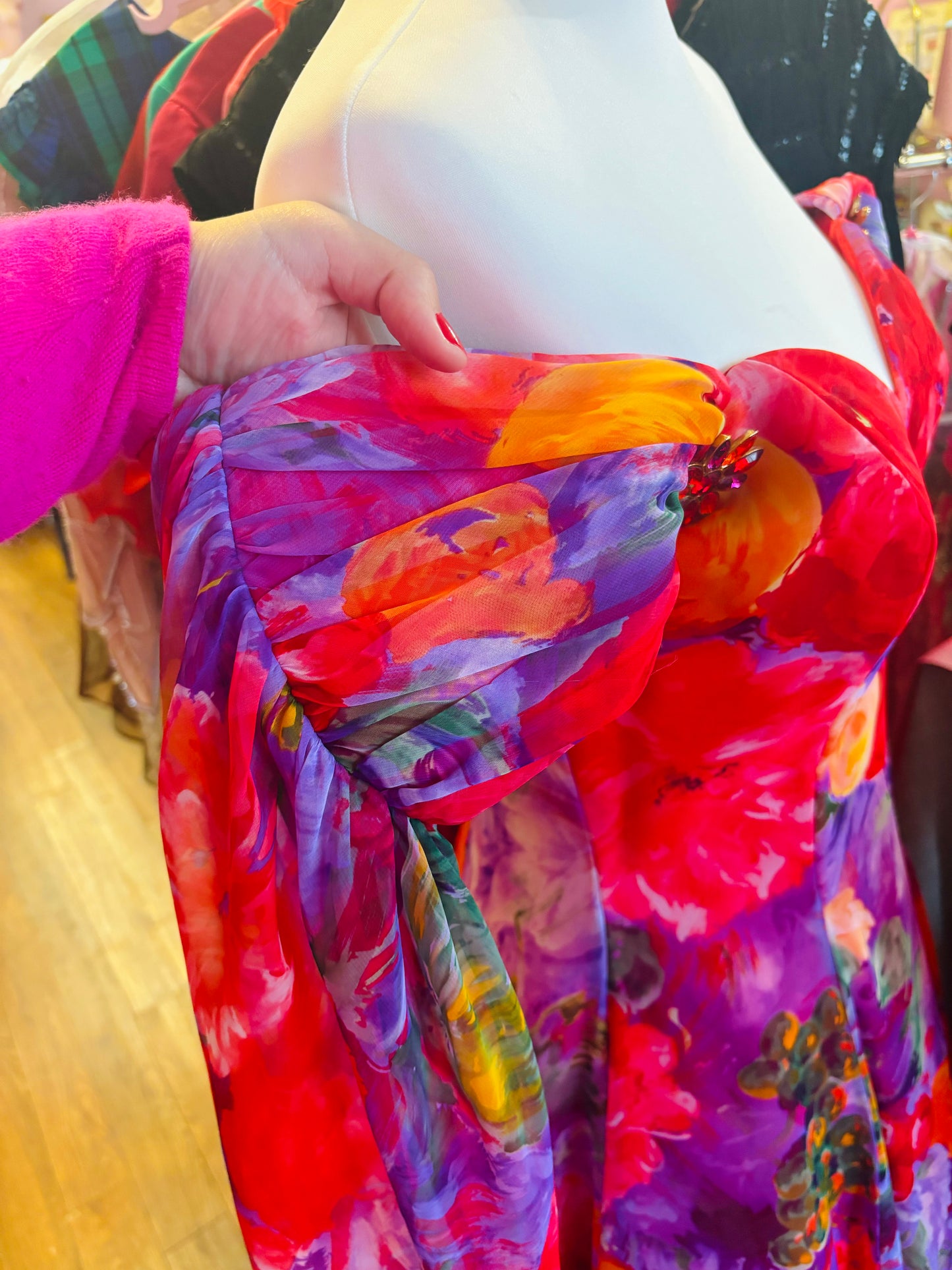 1990's Colorful Designer Tadashi Shoji Dress