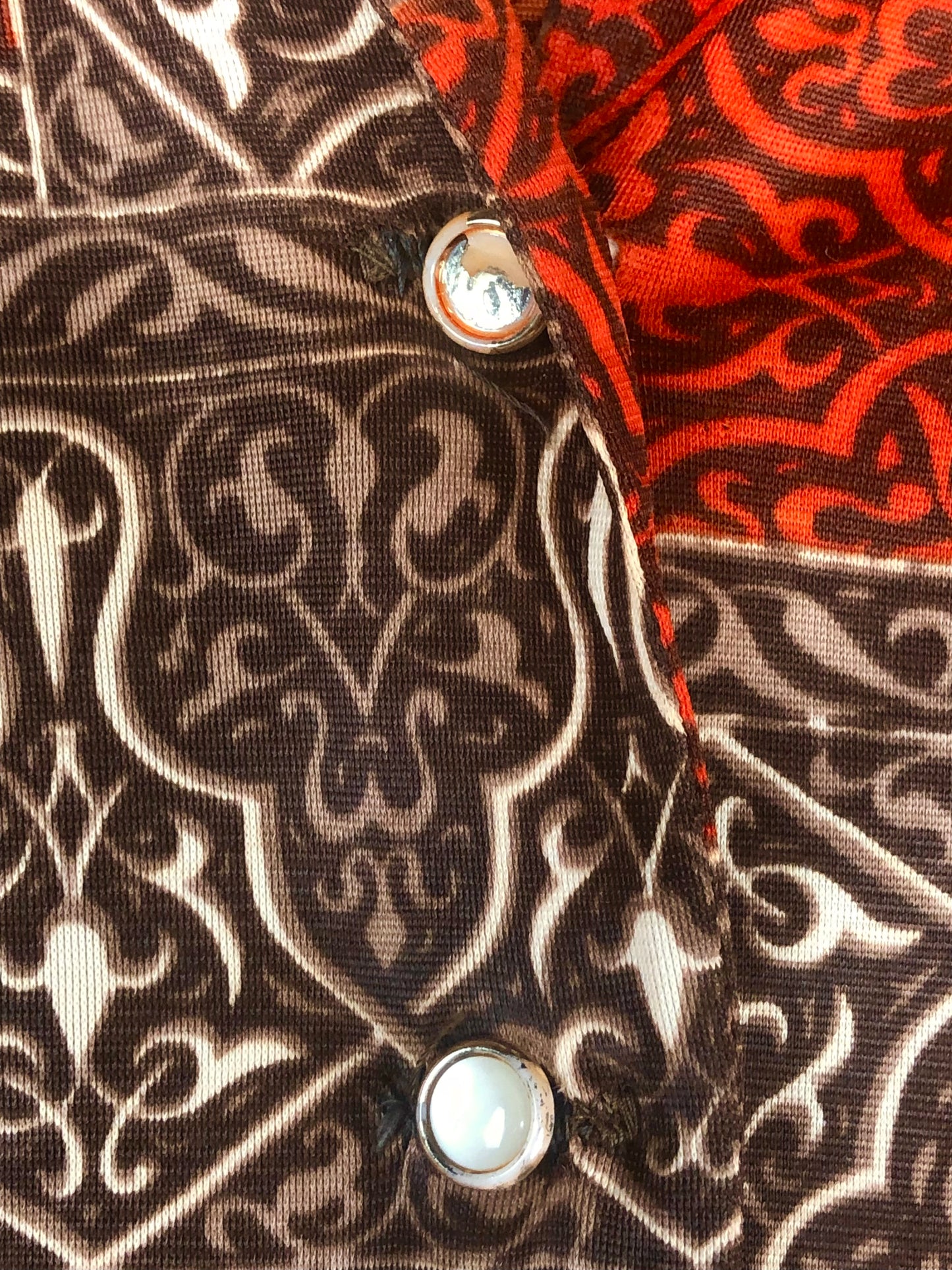 1960's Red-Brown Dress With Unique Print