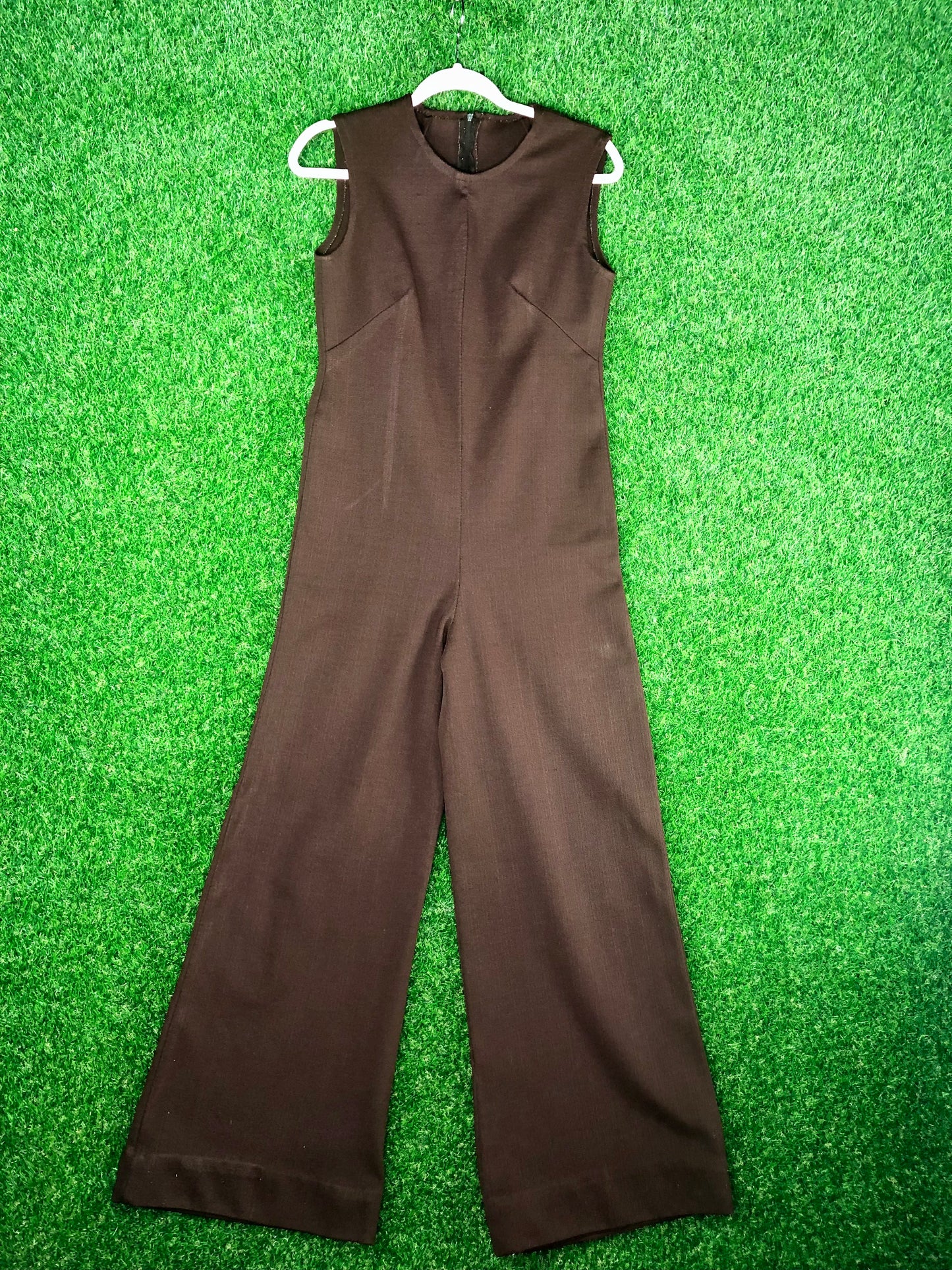 1970's Chocolate Brown Sleeveless Jumpsuit
