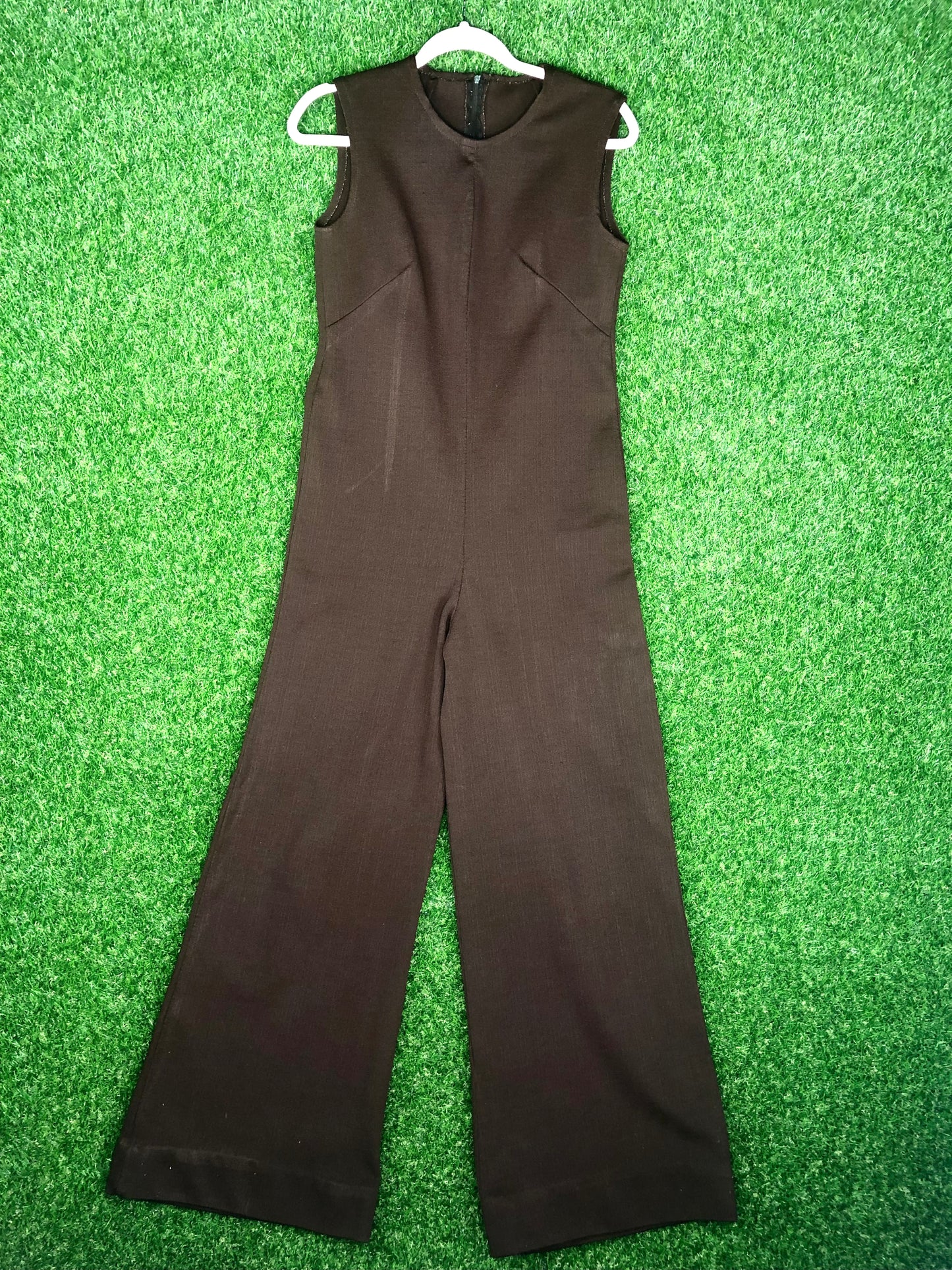 1970's Chocolate Brown Sleeveless Jumpsuit