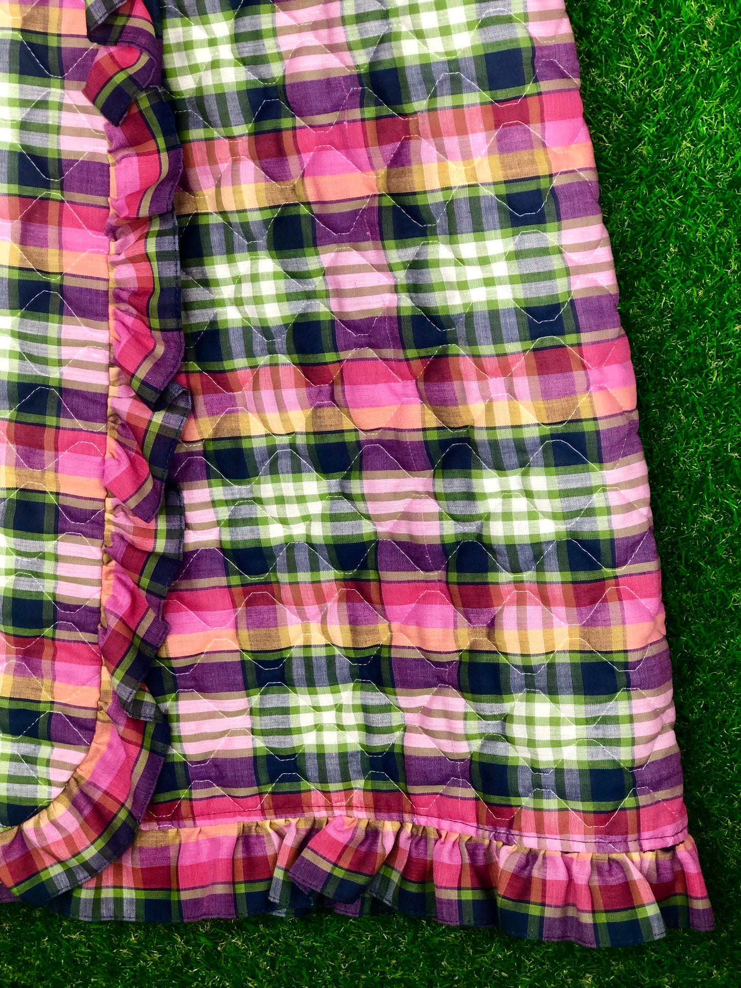 1970's Plaid Quilted Maxi Wrap Skirt