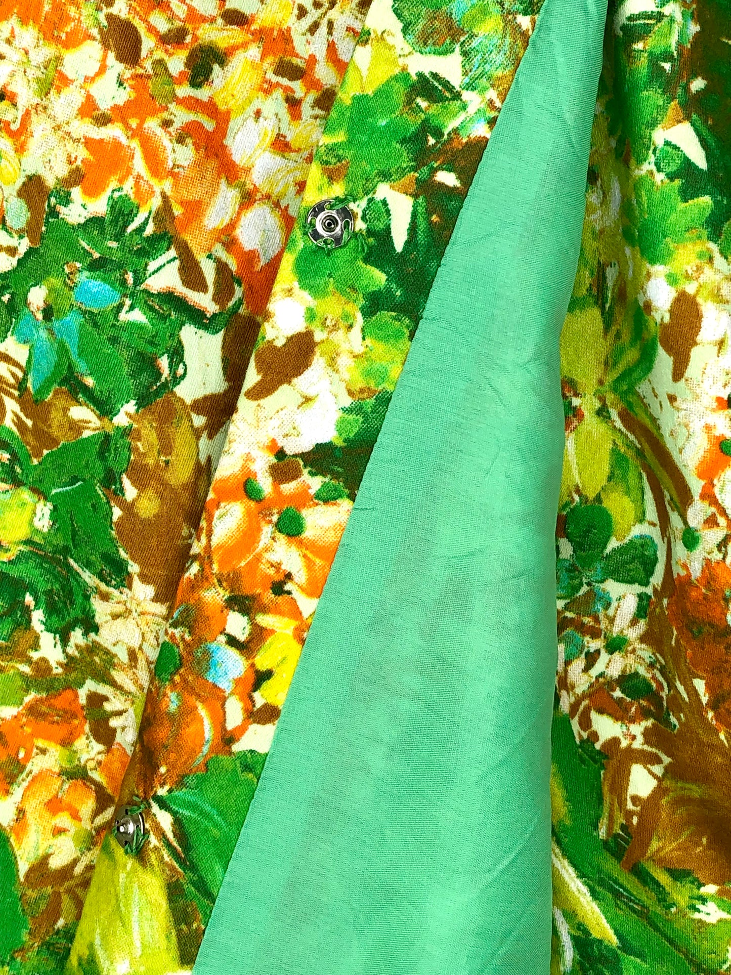 1970's Green Floral Maxi Skirt Wrap