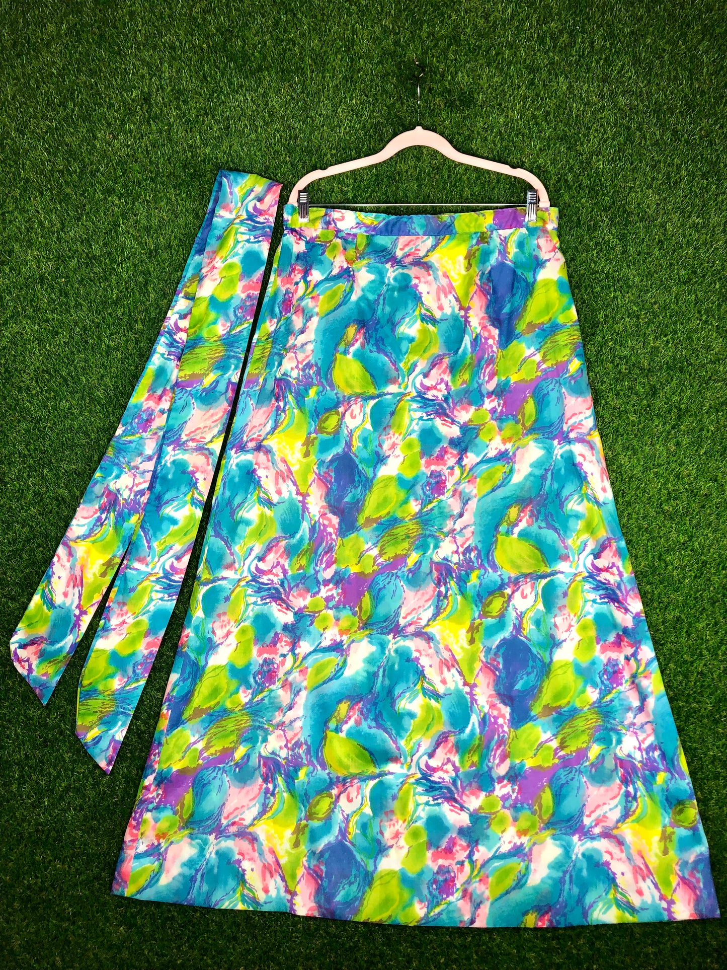 1970's Floral Maxi Skirt With Matching Belt