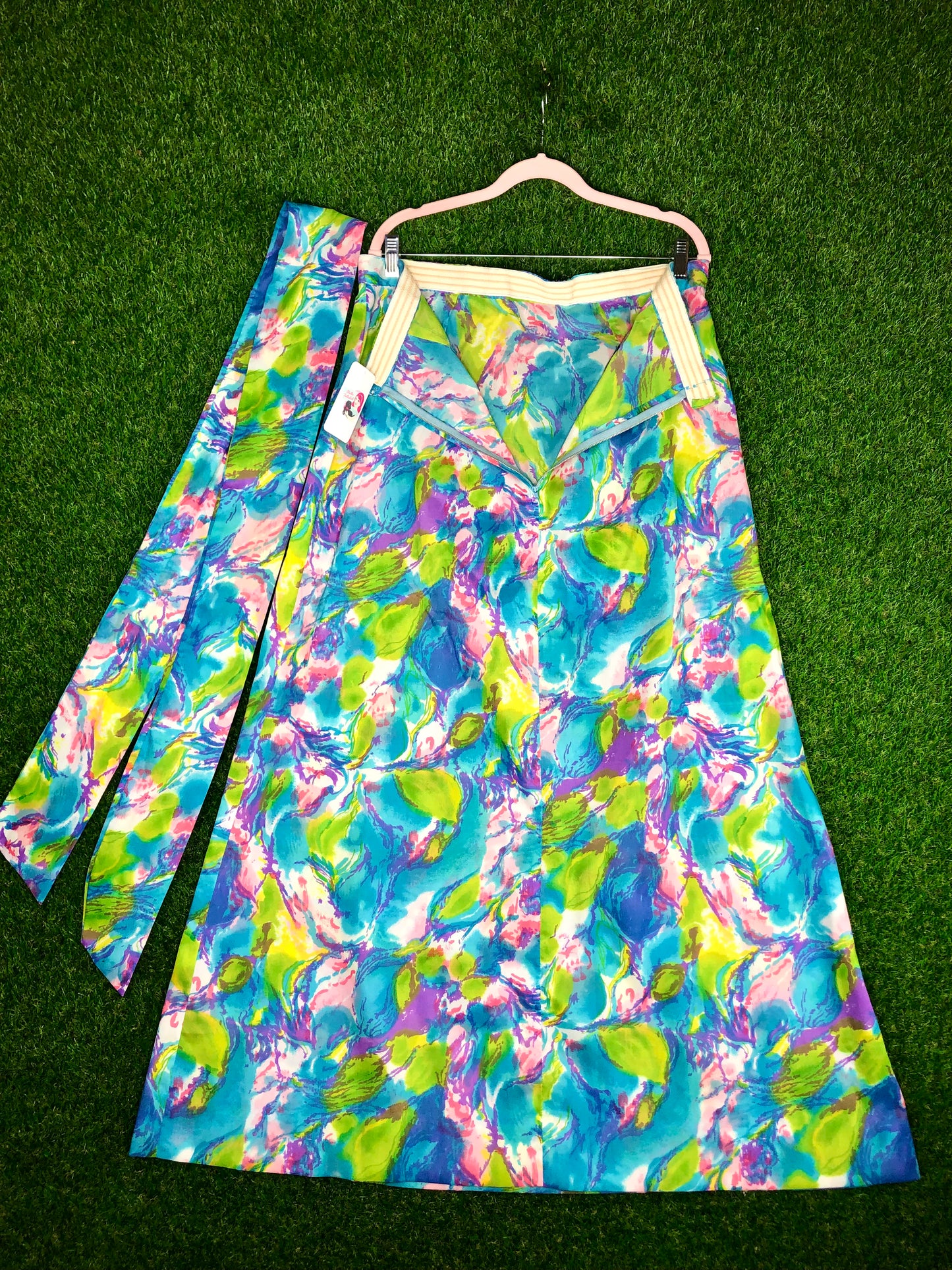 1970's Floral Maxi Skirt With Matching Belt