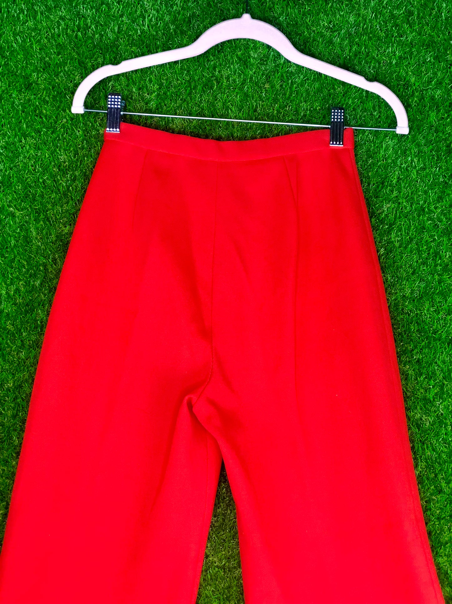 1970's Tomato Red Bellbottoms With Front Slits
