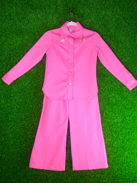 1970's Western Bubblegum Pink Top and Pants Set