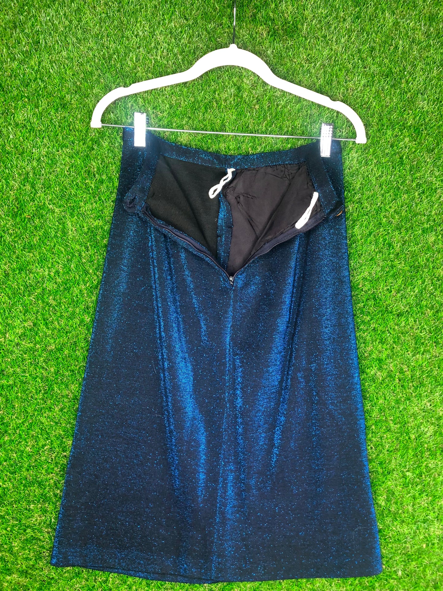 1960's Metallic Sparkly Blue Top and Skirt Set