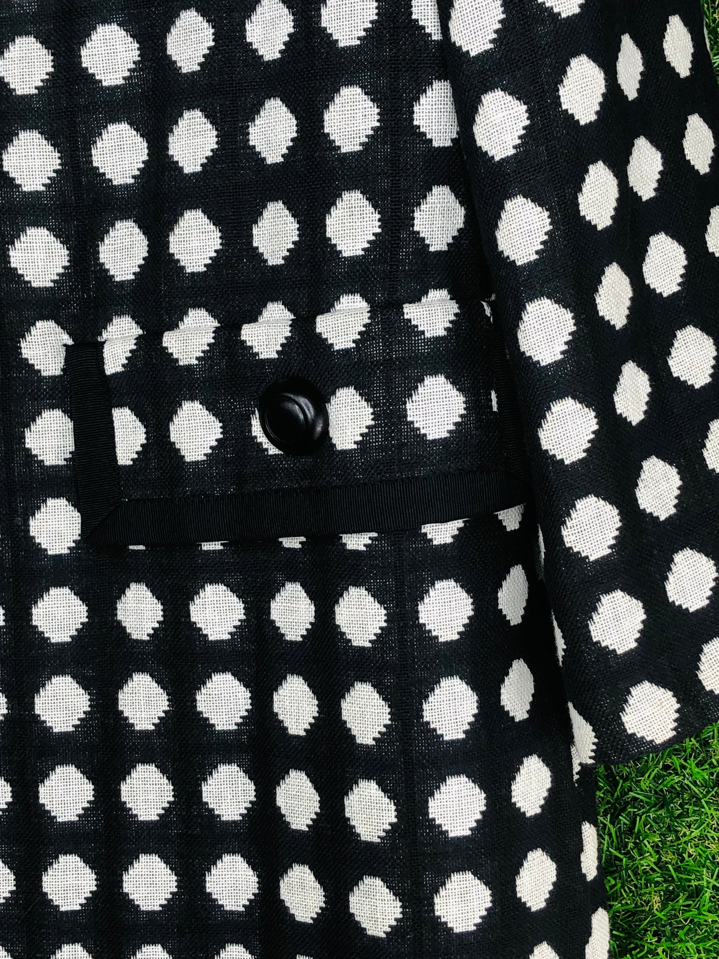1960's Iconic 'Marlo Thomas Style' Black and White Polka Dot Coat