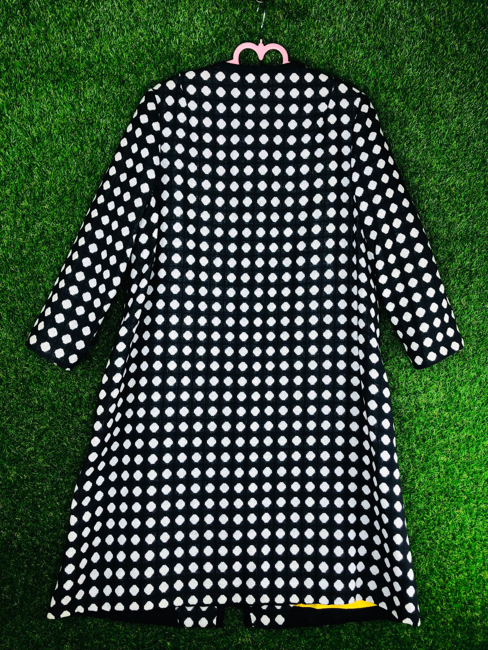 1960 s Iconic Marlo Thomas Style Black and White Polka Dot Coat