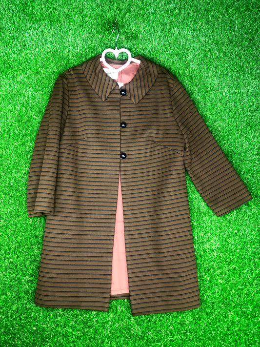 1960's Mod Brown Striped Coat