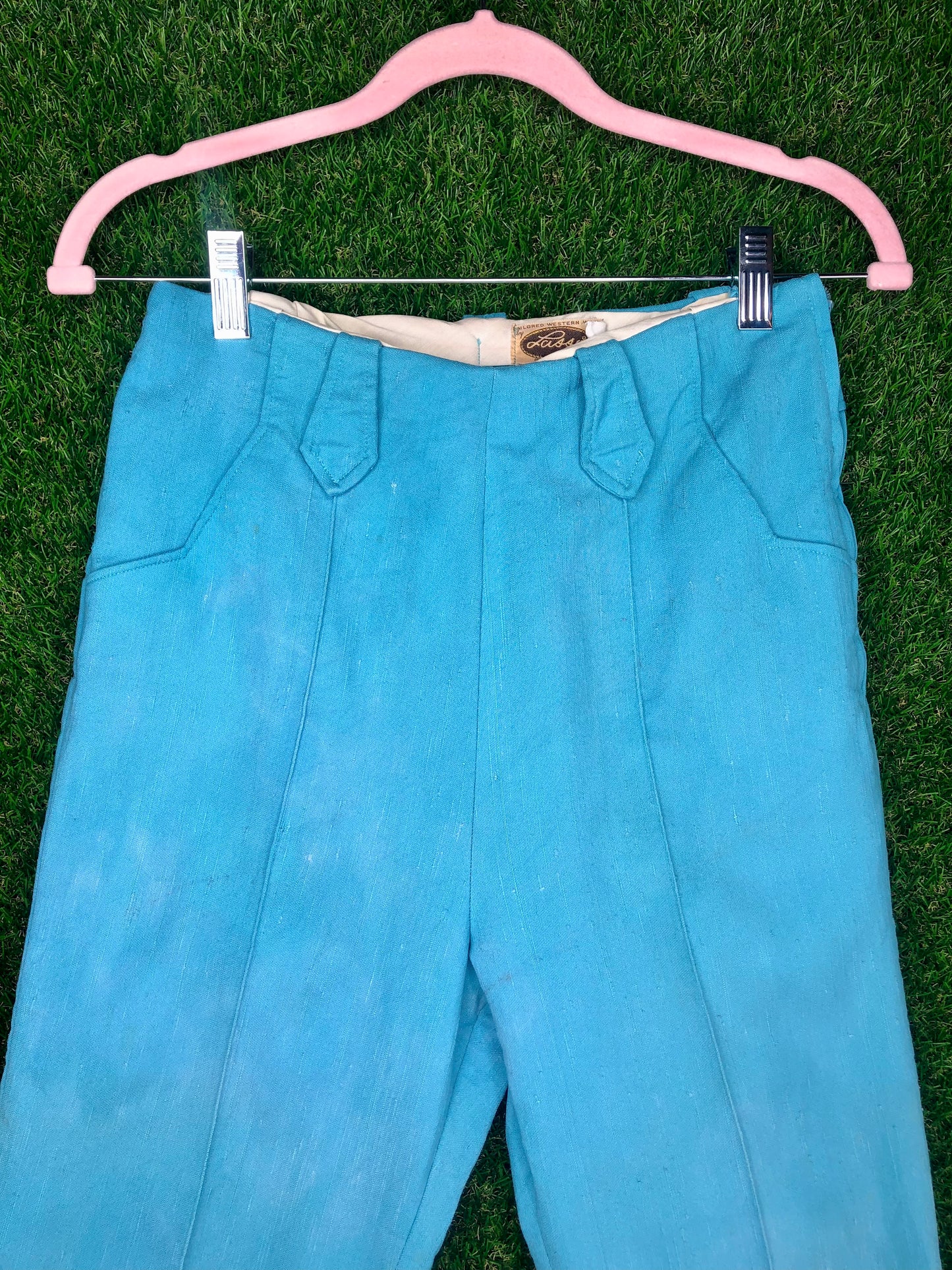 1970's Western Sky Blue Two-Piece Pant and Vest Set