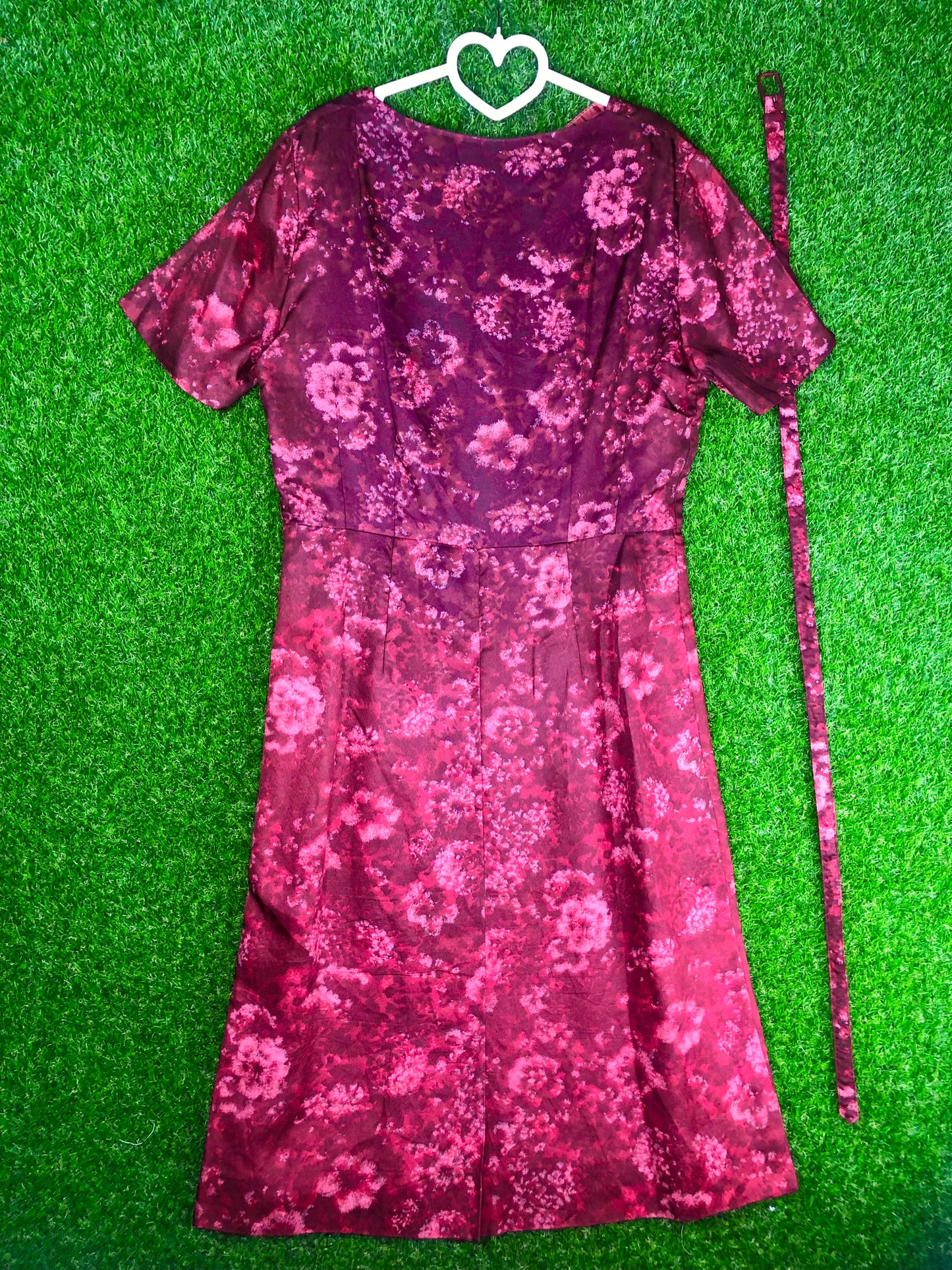 1950's Volup Crimson Wiggle Dress With Matching Belt