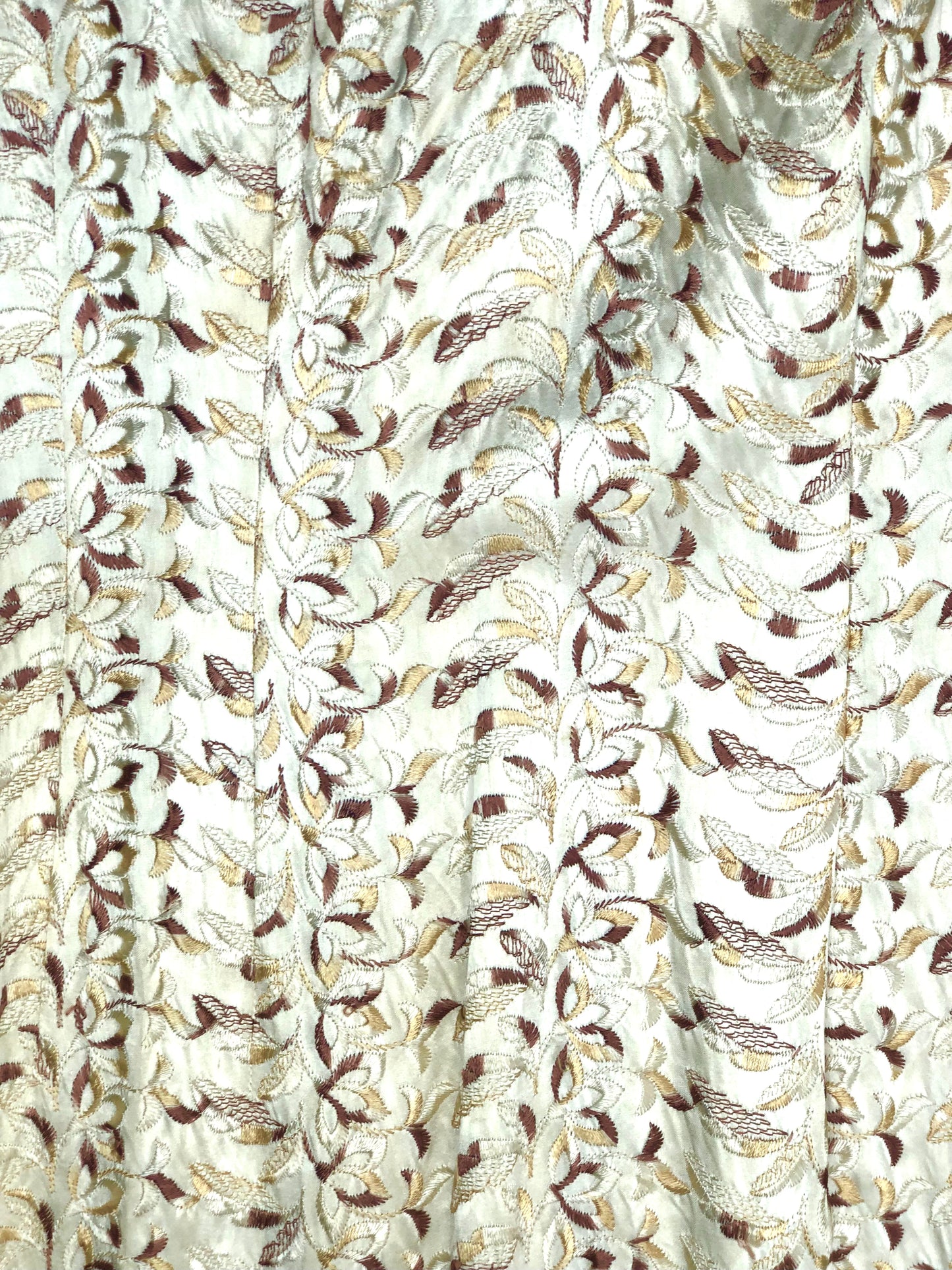 1950's Brown and Cream Embroidered Wiggle Dress