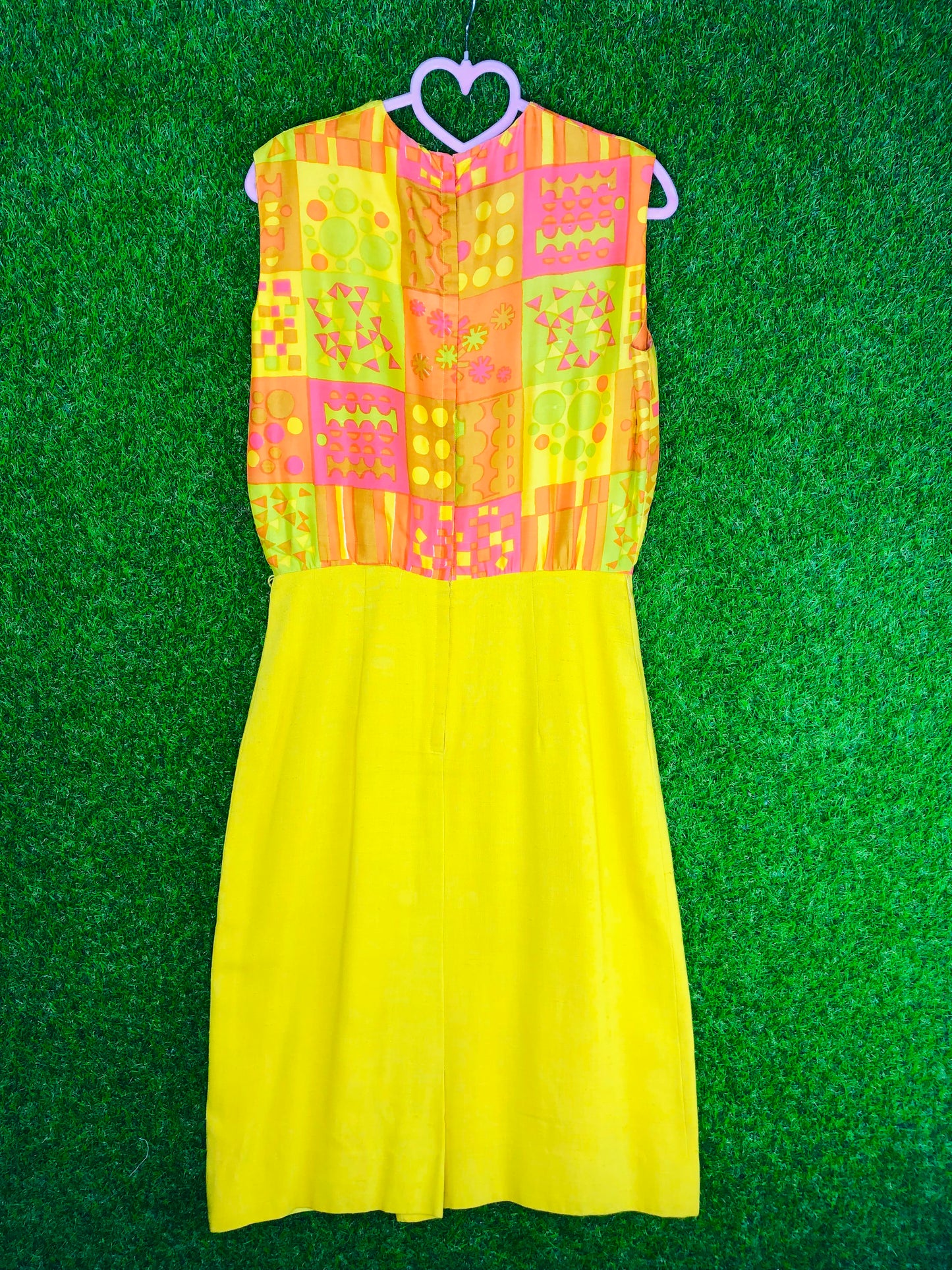 1960's Sunshine Yellow Mod Print Two-Piece Wiggle Dress and Jacket