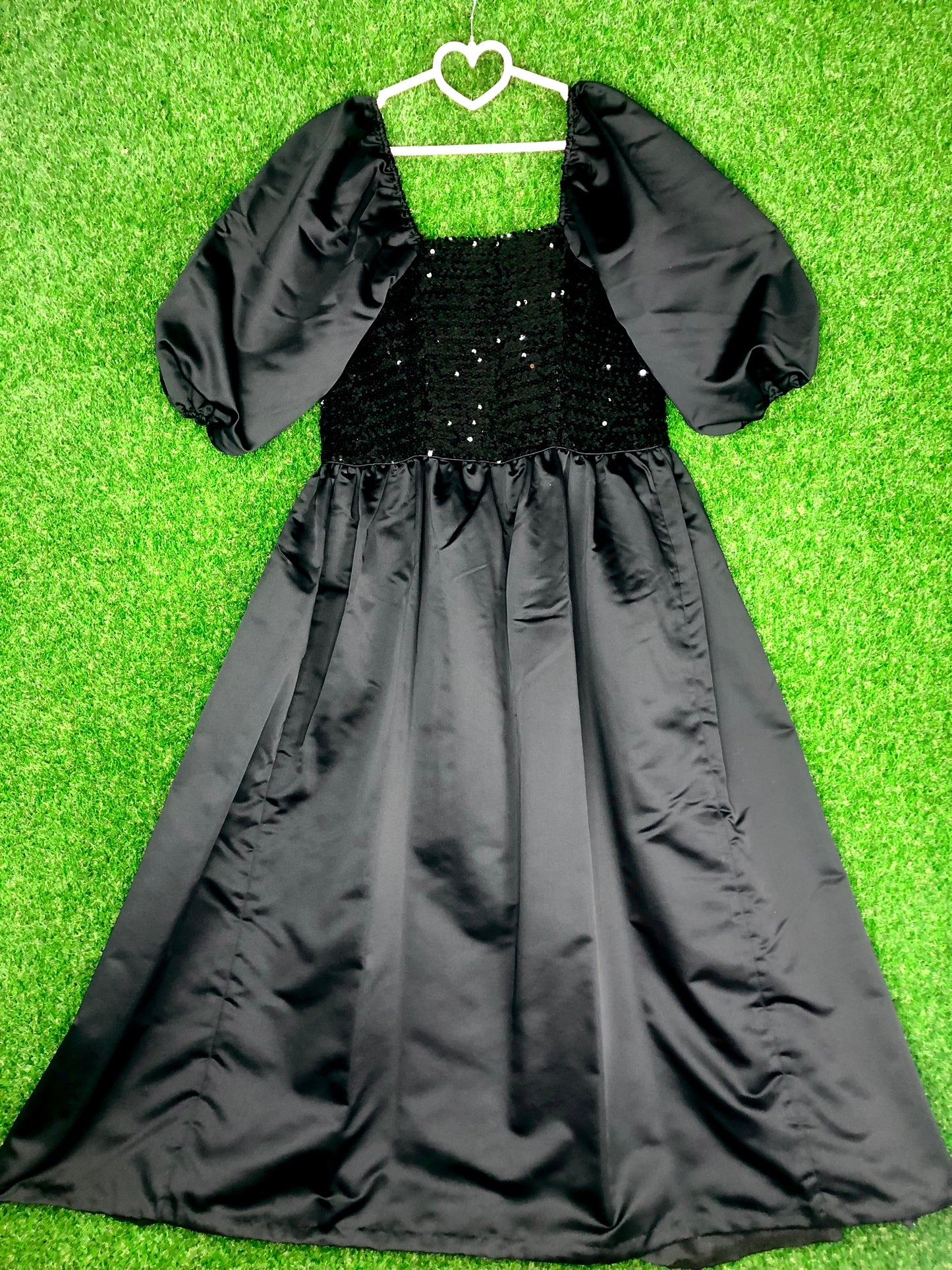 1980's Glamorous Black Sequined Villain Volup Ballgown