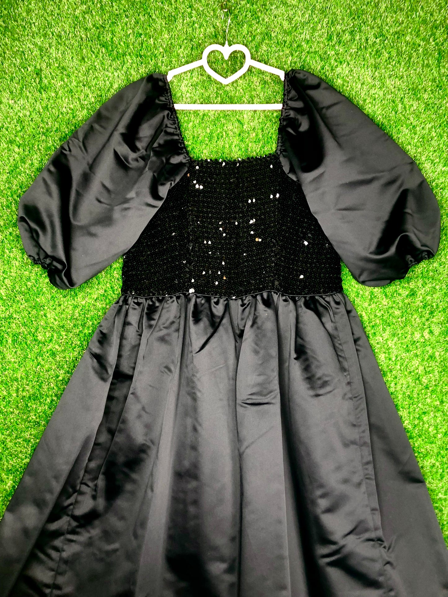 1980's Glamorous Black Sequined Villain Volup Ballgown