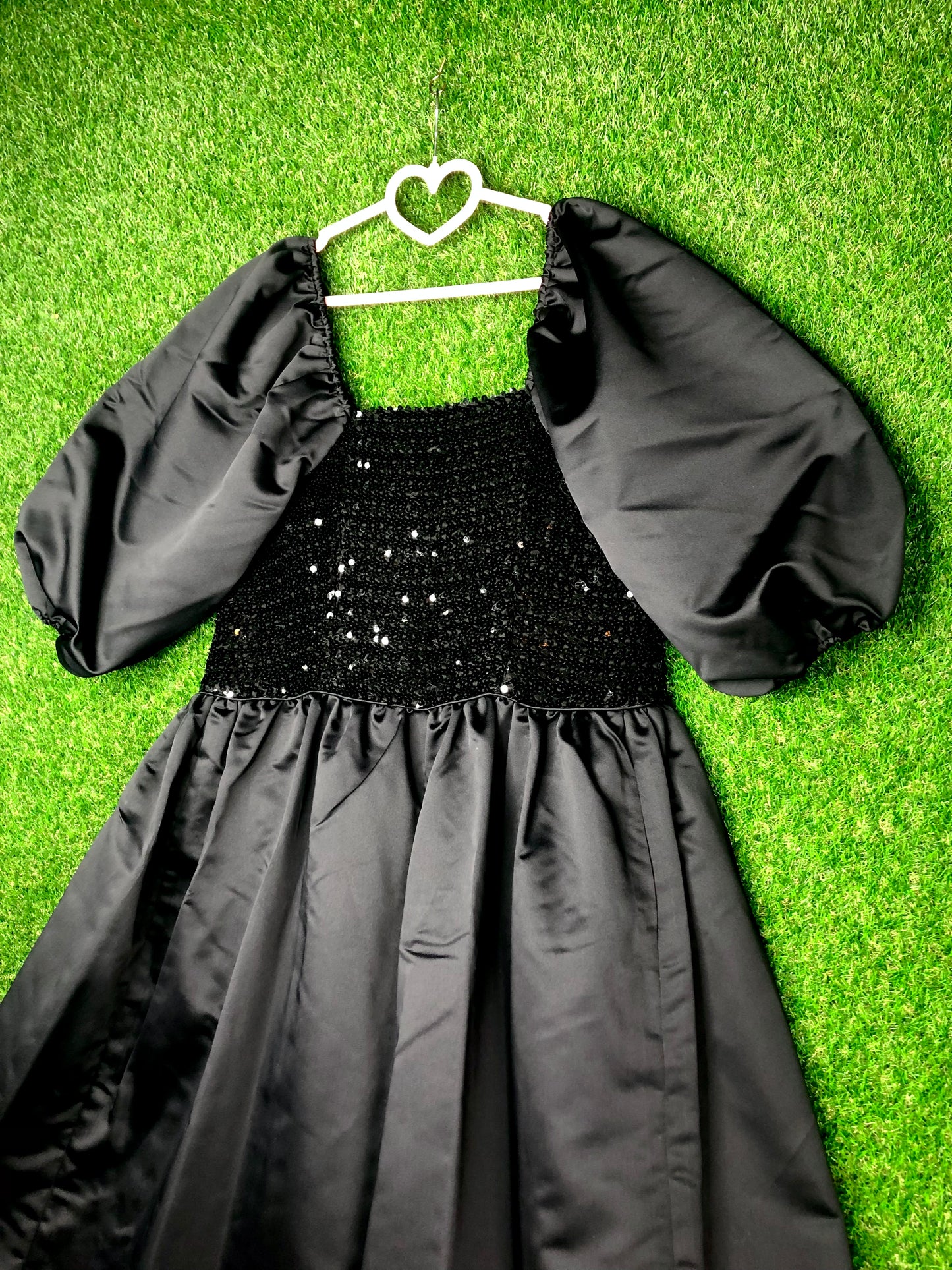 1980's Glamorous Black Sequined Villain Volup Ballgown