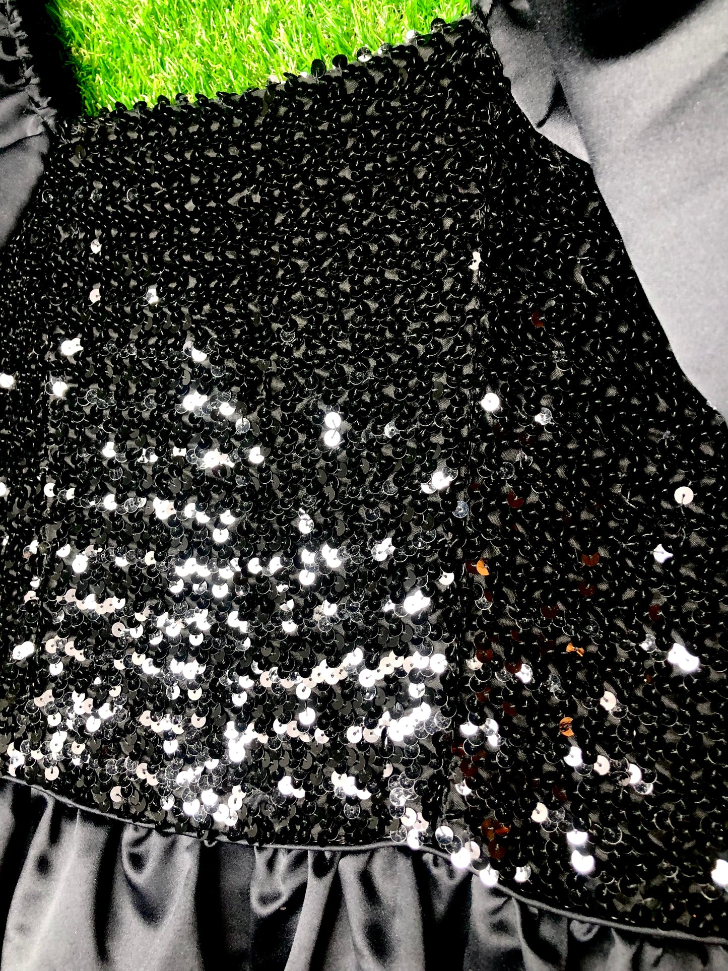 1980's Glamorous Black Sequined Villain Volup Ballgown