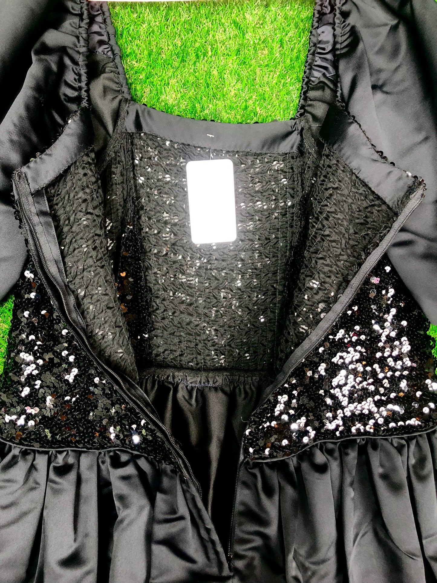 1980's Glamorous Black Sequined Villain Volup Ballgown