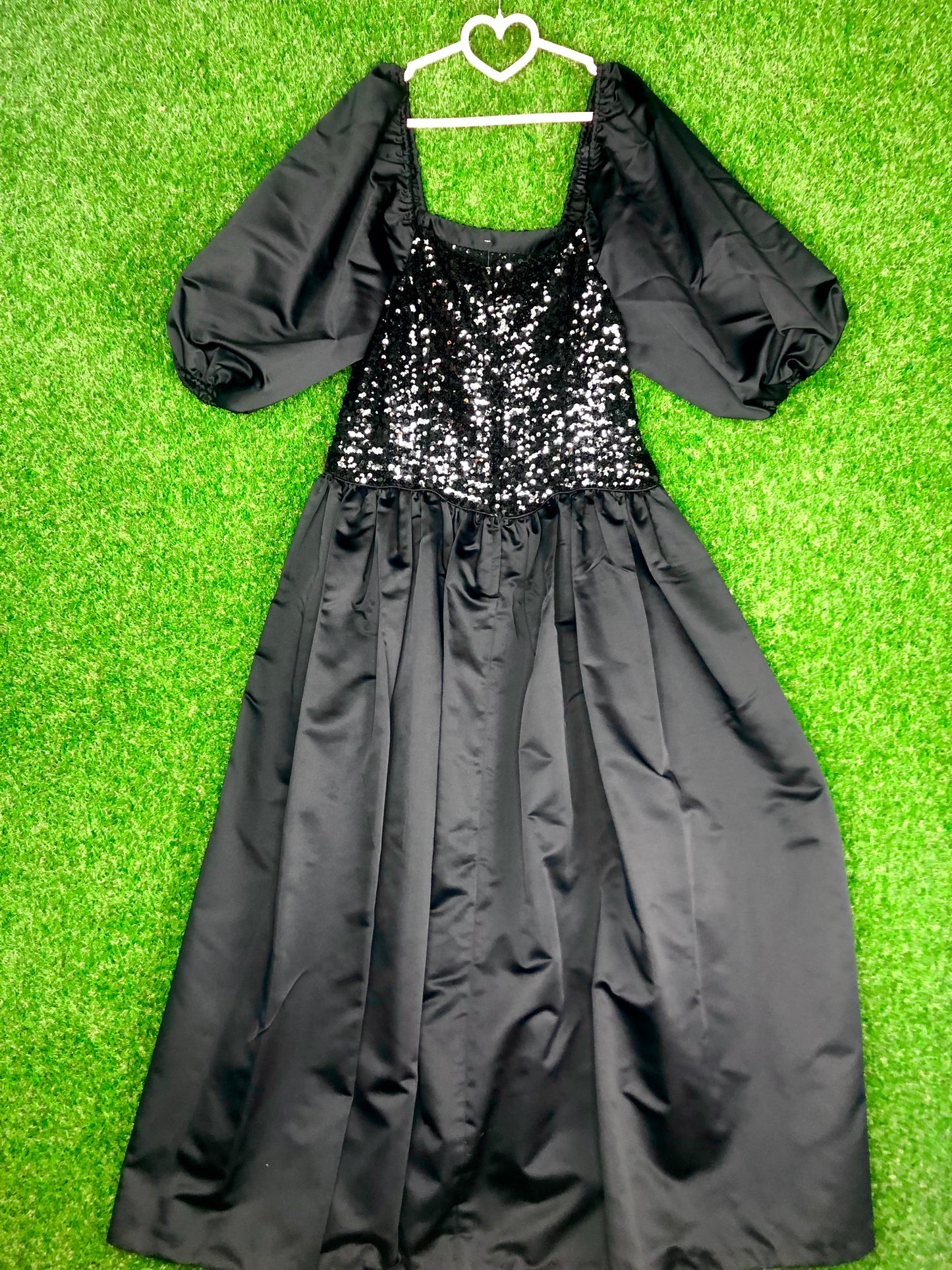 1980's Glamorous Black Sequined Villain Volup Ballgown