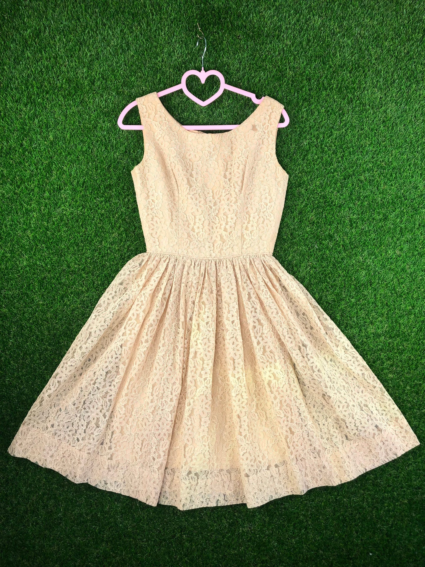 1950's Beige Lacy A-Line Dress