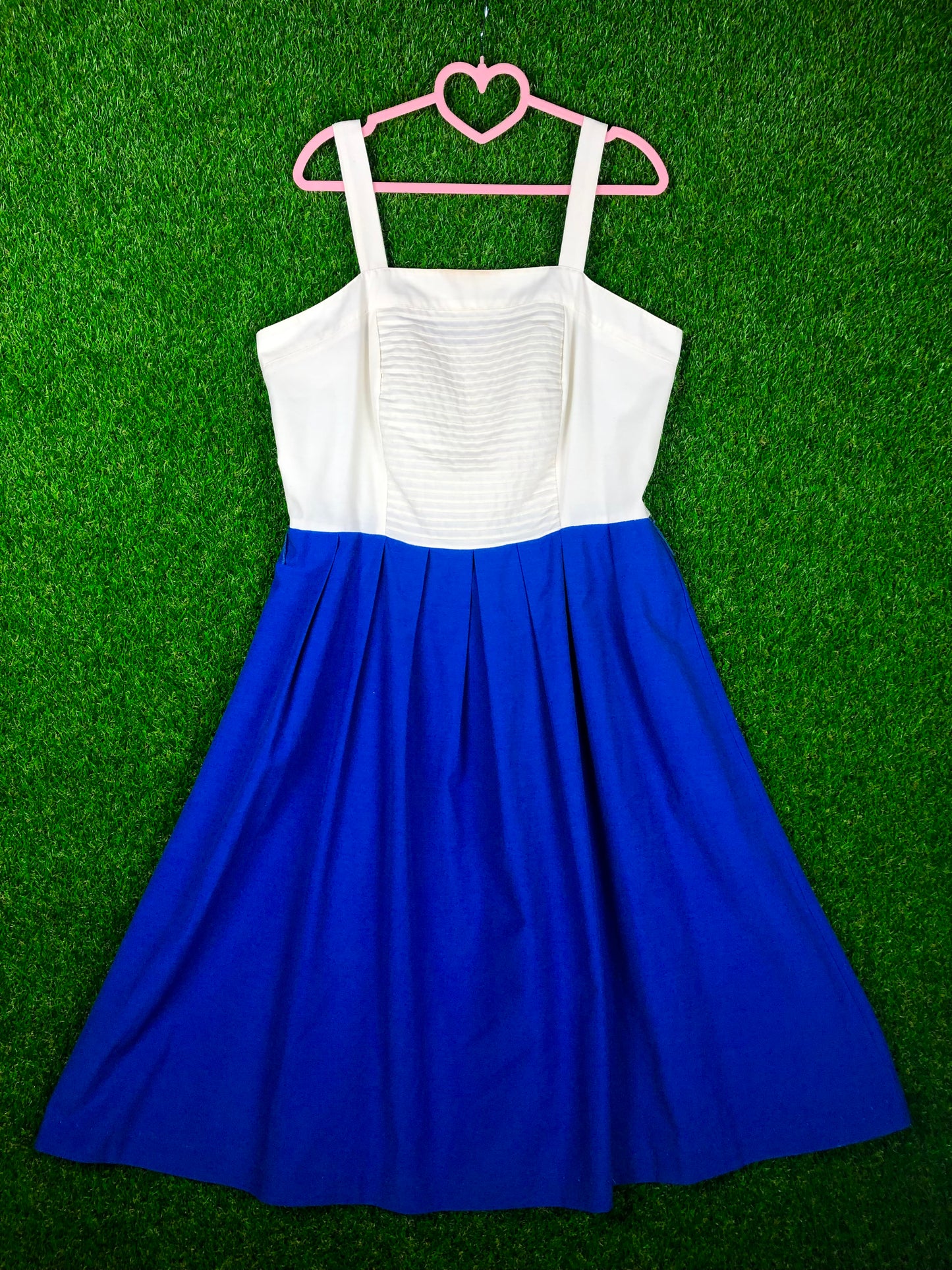 1980's Light Blue and White Summer Dress