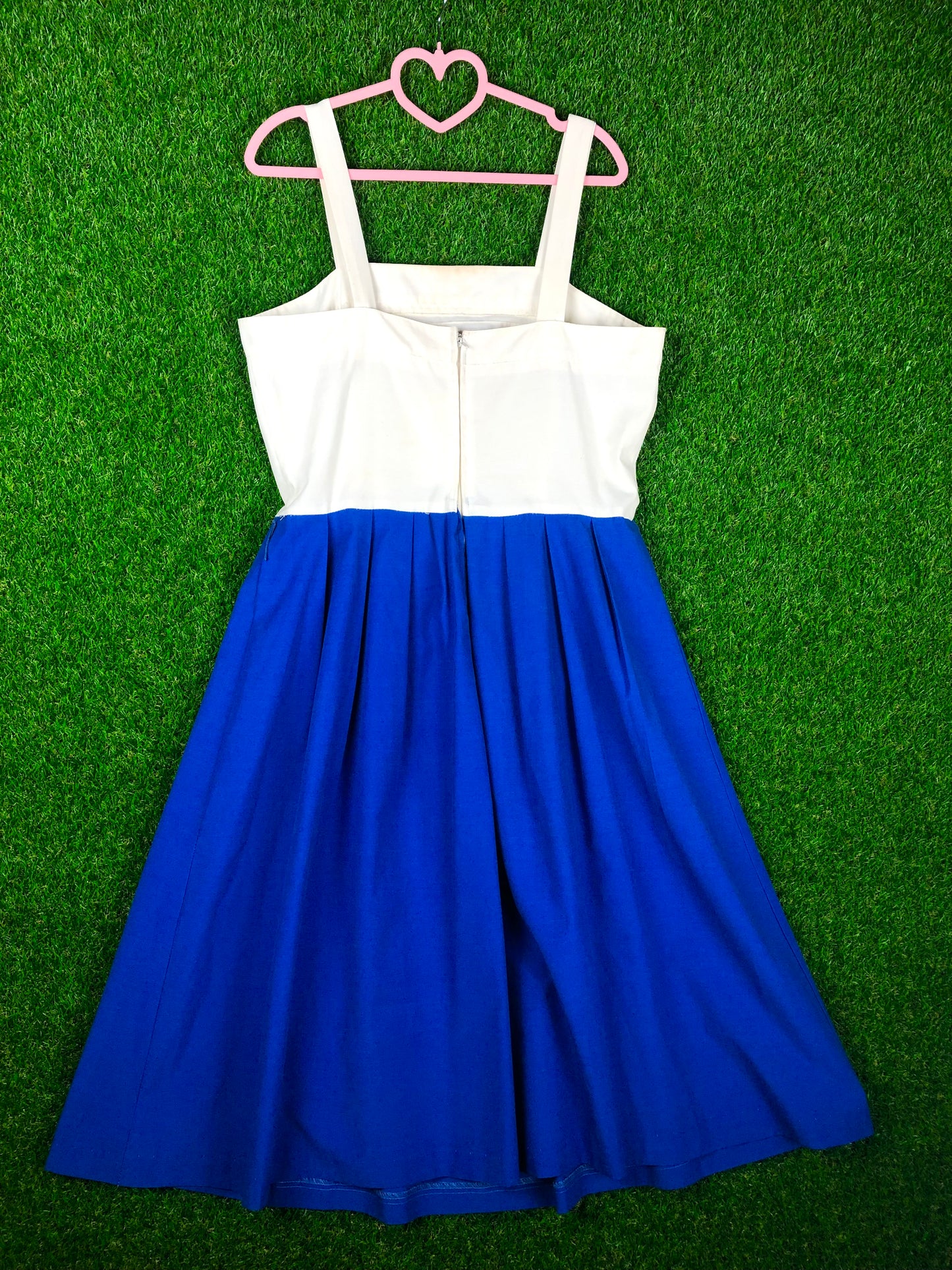 1980's Light Blue and White Summer Dress
