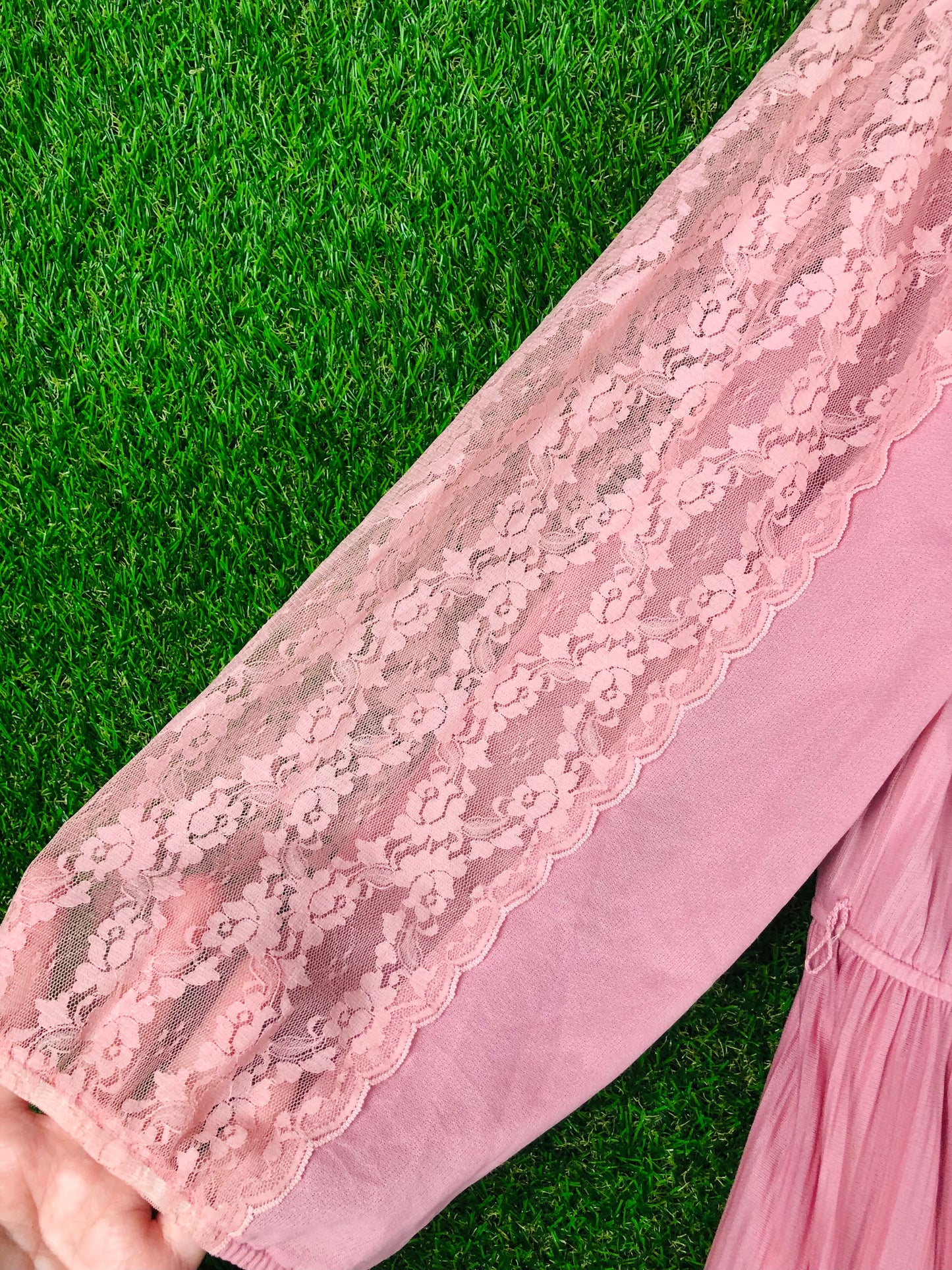 1980's Volup Pink Dress with Lace Details