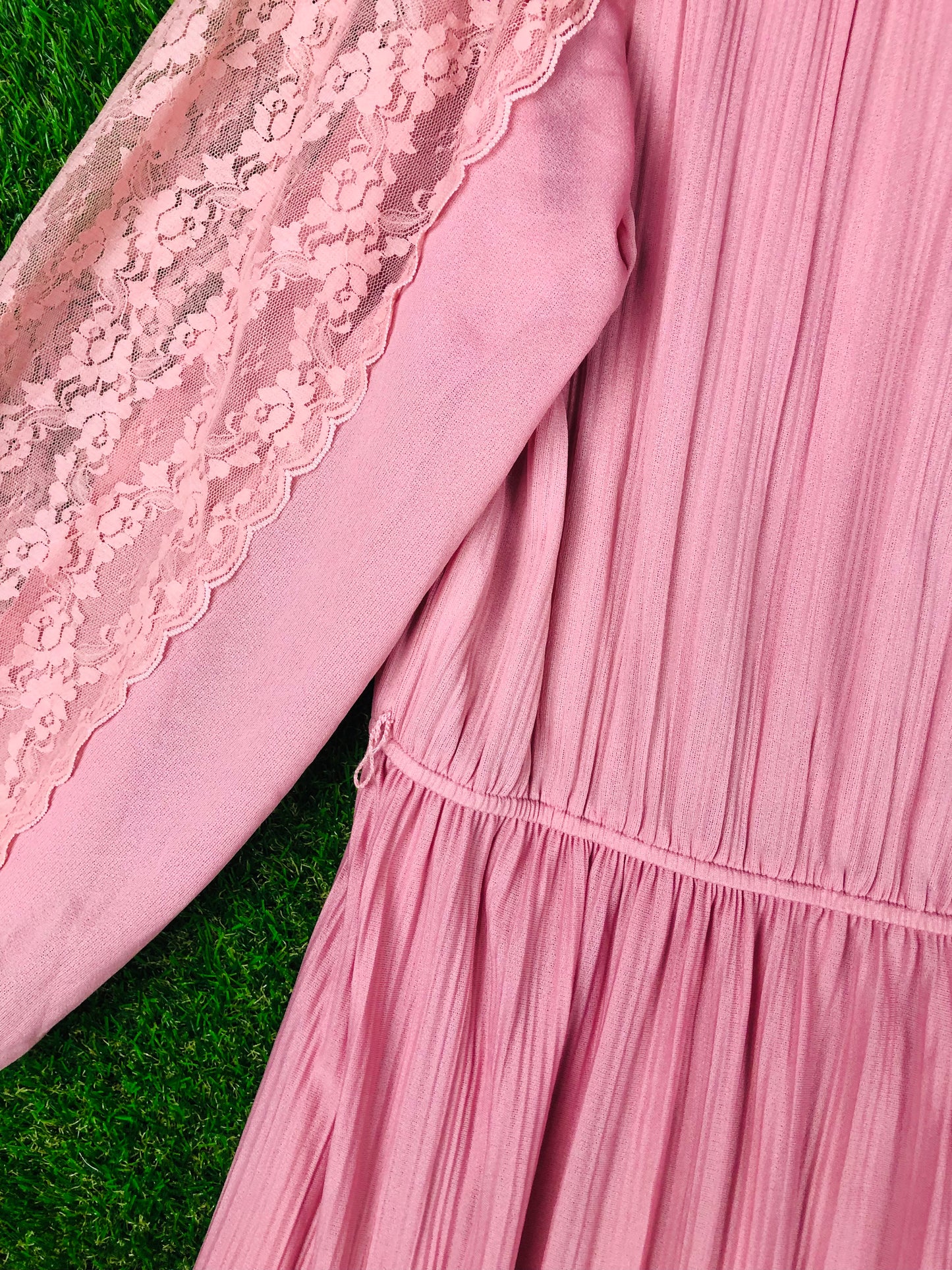 1980's Volup Pink Dress with Lace Details