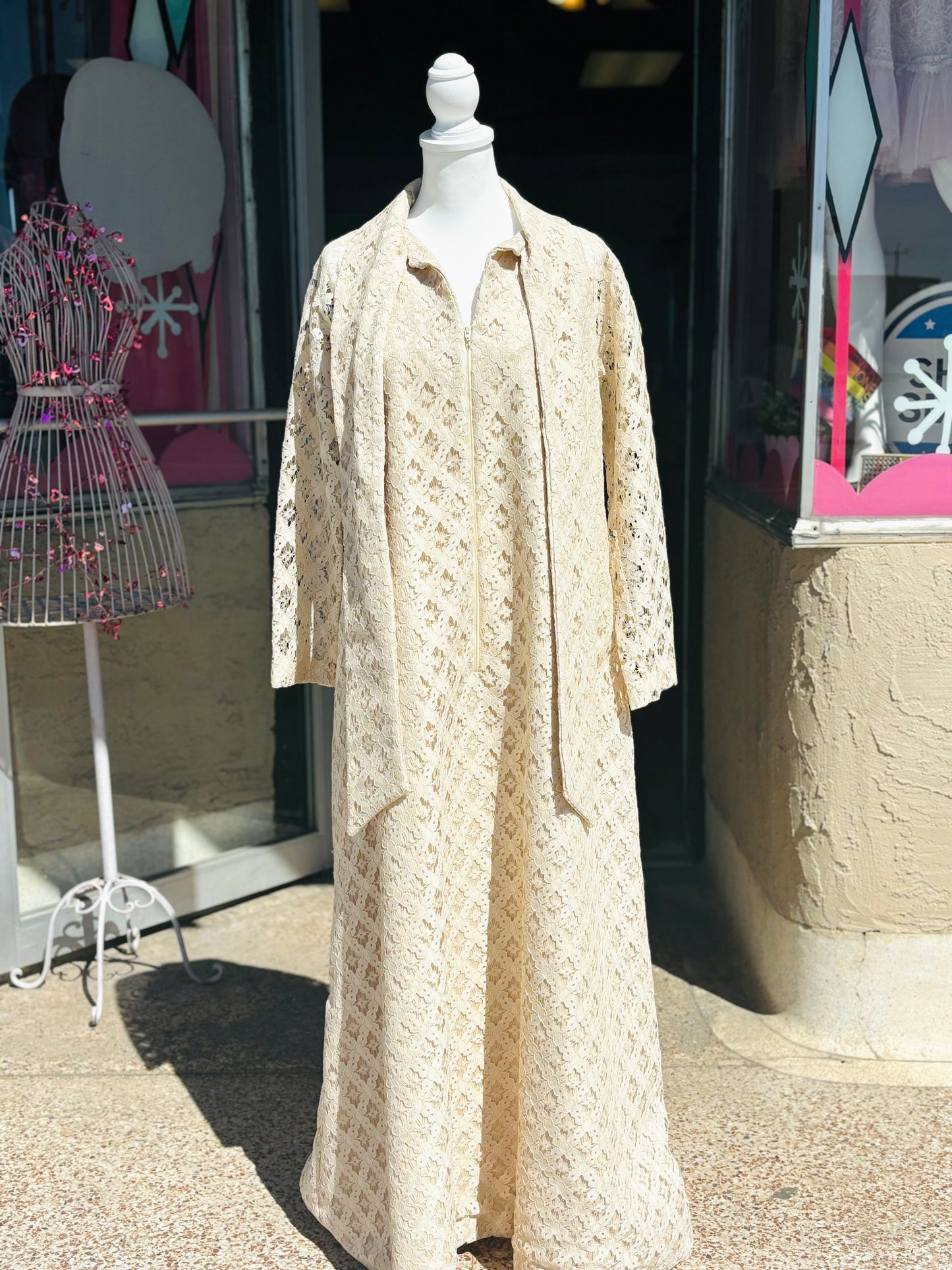 1970's Lacy Boho Maxi Dress