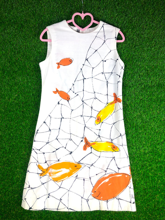 1960's Rare Designer VERA Fish Dress