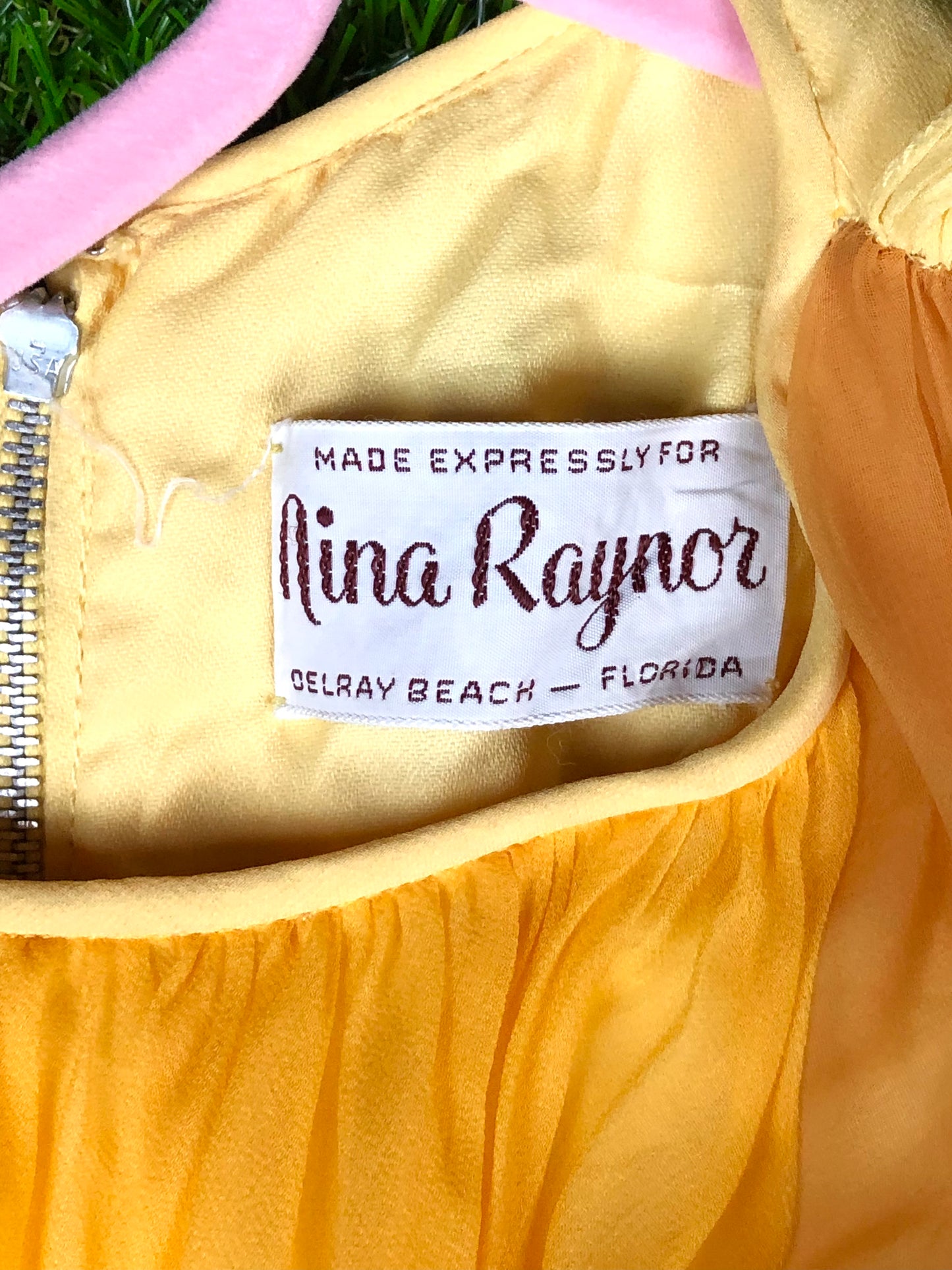 1970's Glamorous Yellow Rhinestone Chiffon Pantsuit