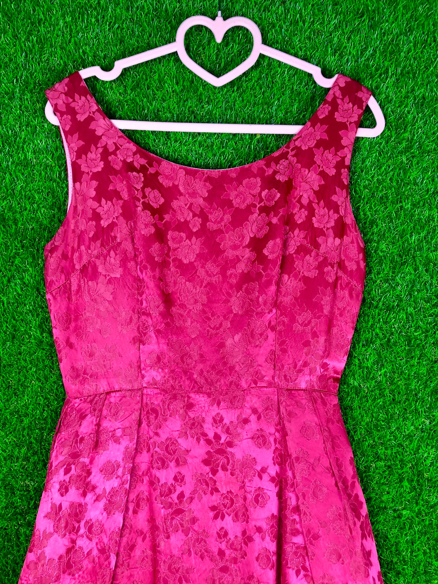 1960's Fuchsia Pink Pleated Party Dress