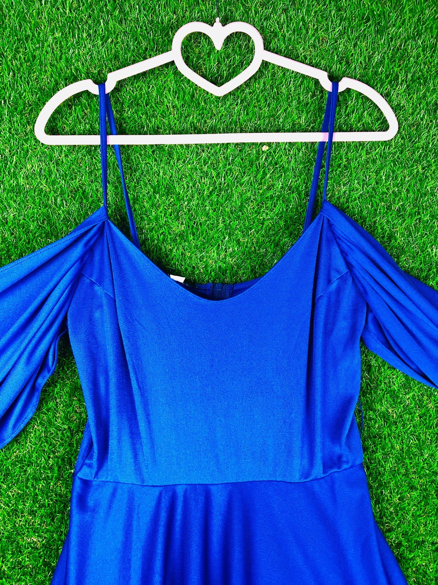 1970's Sexy Vibrant Blue Party Dress