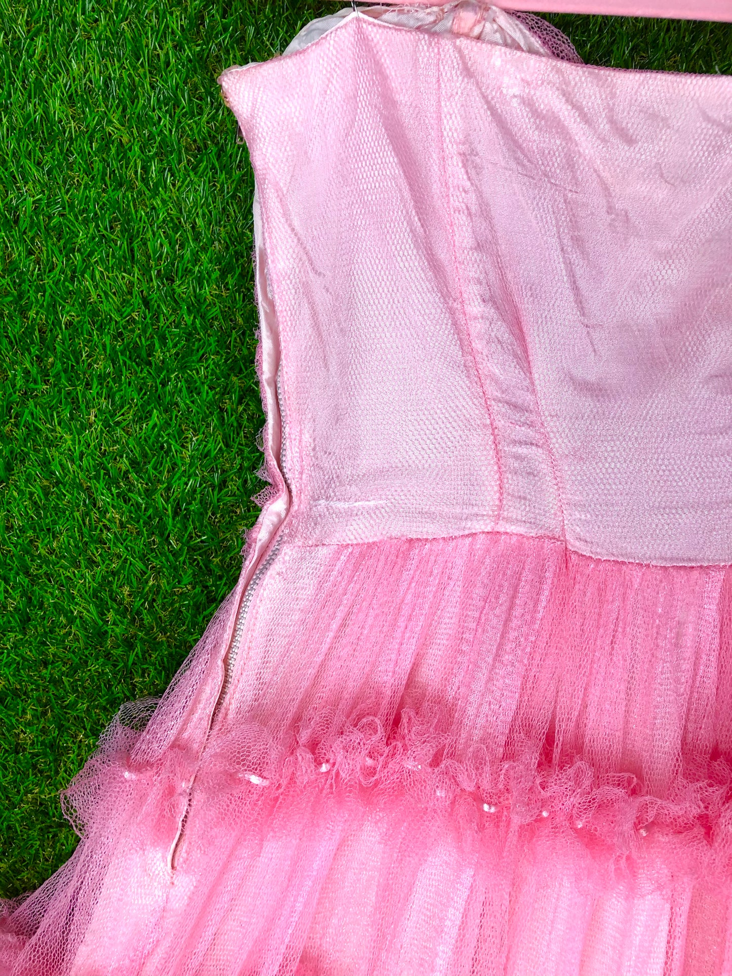 1950's Barbie Pink Tulle Party Dress With Sweetheart Neckline