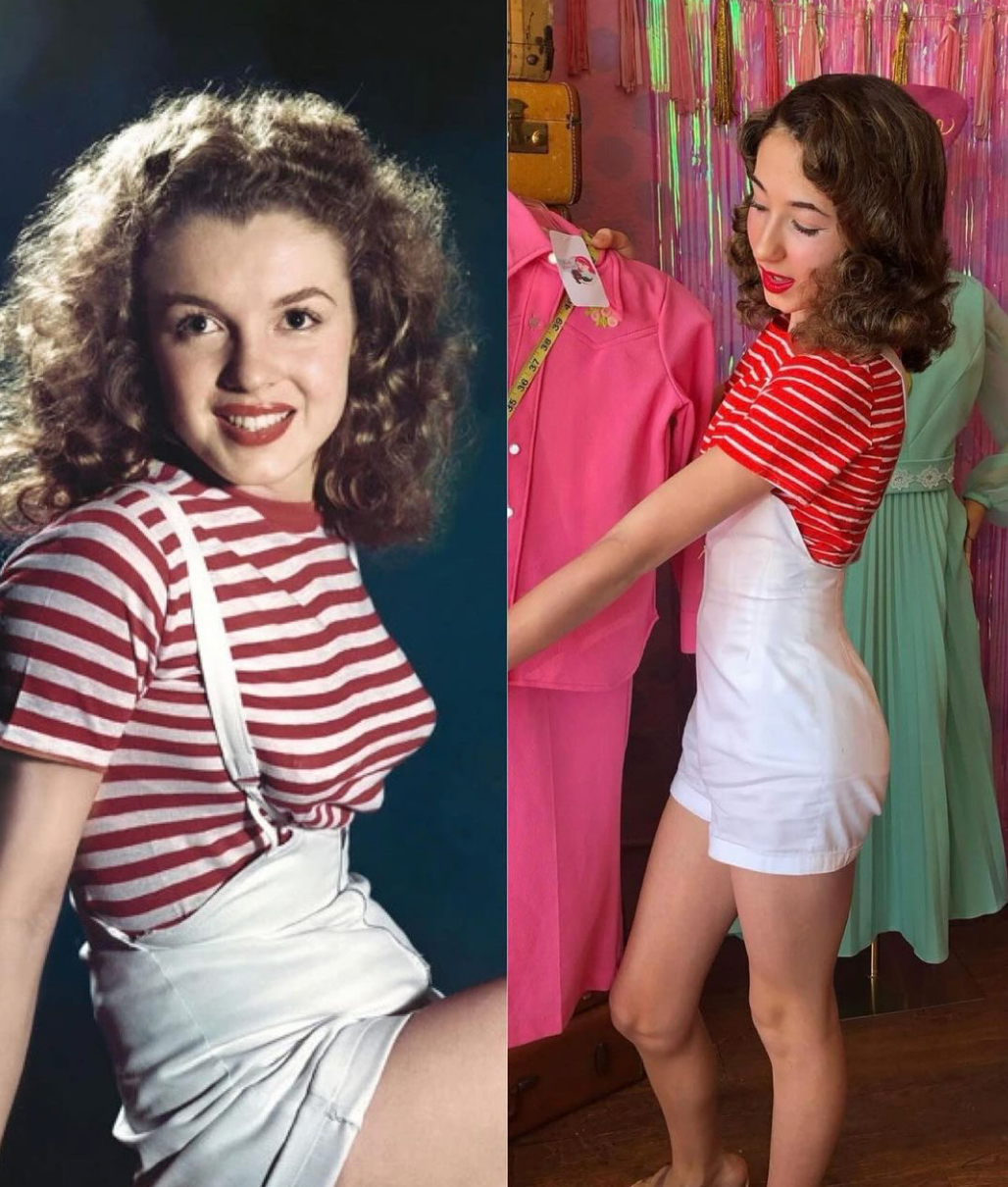 TRIPLET MARILYN MONROE TOP M Handmade Marilyn Monroe Replica Romper – Hello Tallulah